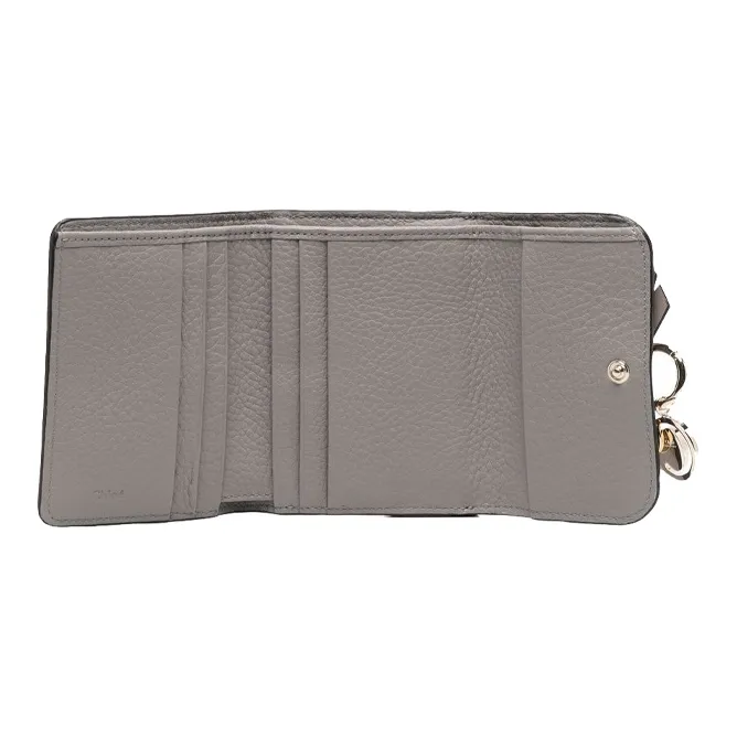 Chloe Leather Wallet Women's Gray-2