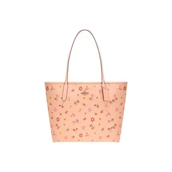 COACH City PVC With Skin Tote Bag, Shopping Bag, Handbag, Shoulder Bag Women's Pink Patchwork Floral All over Print
