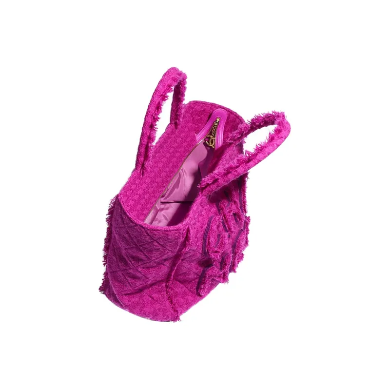 CHANEL Soft Woolen Tote Bag, Shopping Bag, Handbag Tubas Women's Fuchsia-2