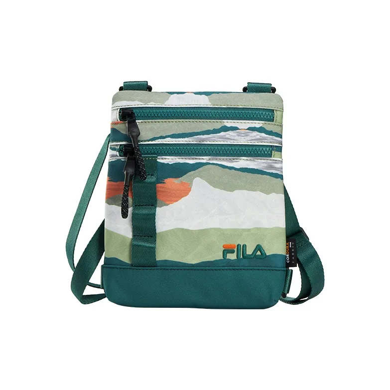 FILA FUSION Fabric Shoulder Bag, Crossbody Bag Unisex Emerald Forest Green-0