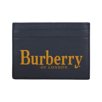 Burberry Sheepskin Card Clip Card Holder Men's Iridescent Blue/Classic Green