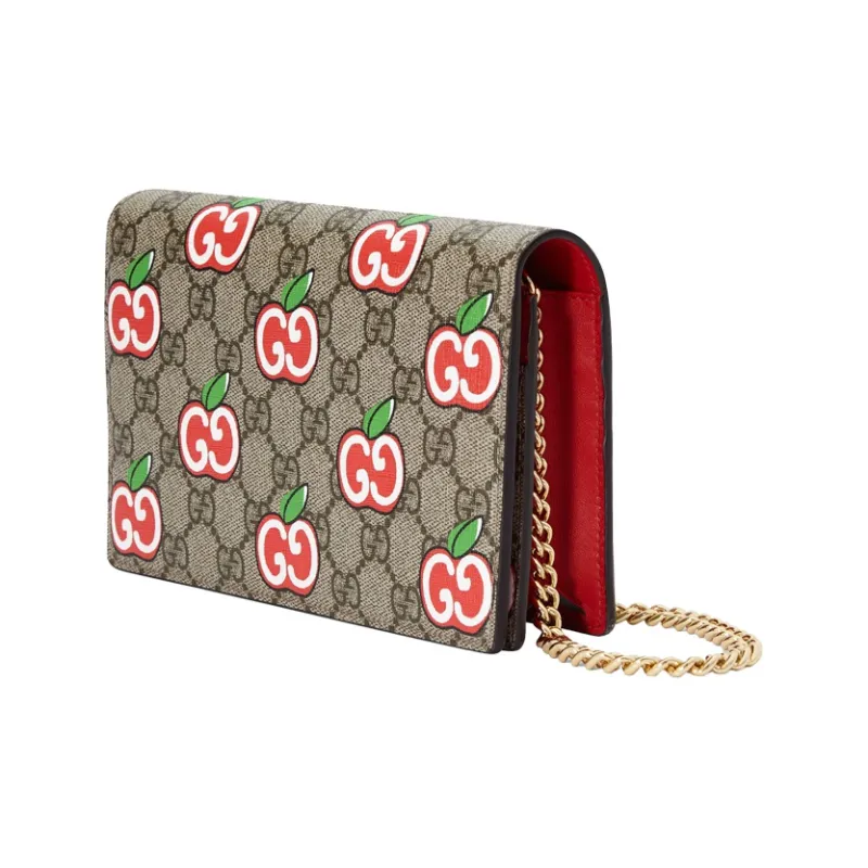 GUCCI Canvas With Leather Wallets Shoulder Bag Crossbody Bag Women's Ebony/Red-2