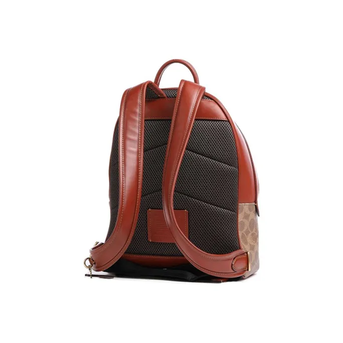COACH Charter Canvas With Leather Backpack Medium Size Women's Red Brown & Khaki-1