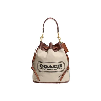 COACH Field Canvas With Leather Canvas Bag Crossbody Bag Bucket Bag Handbag Small Size Women's Brown & Color
