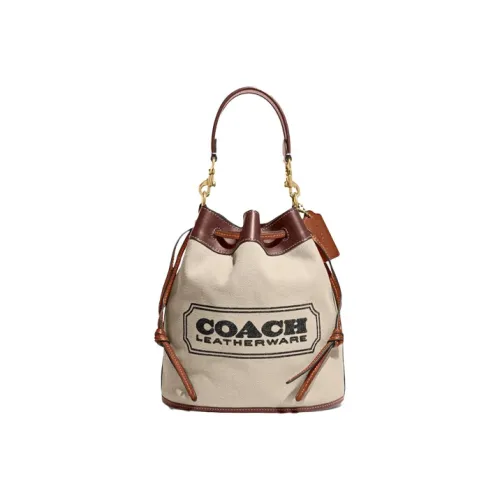 COACH Field Canvas With Leather Canvas Bag Crossbody Bag Bucket Bag Handbag Small Size Women's Brown & Color