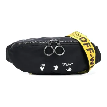 OFF WHITE Polyurethane Crossbody Bag, Sling Bag, Fanny Pack Unisex Black