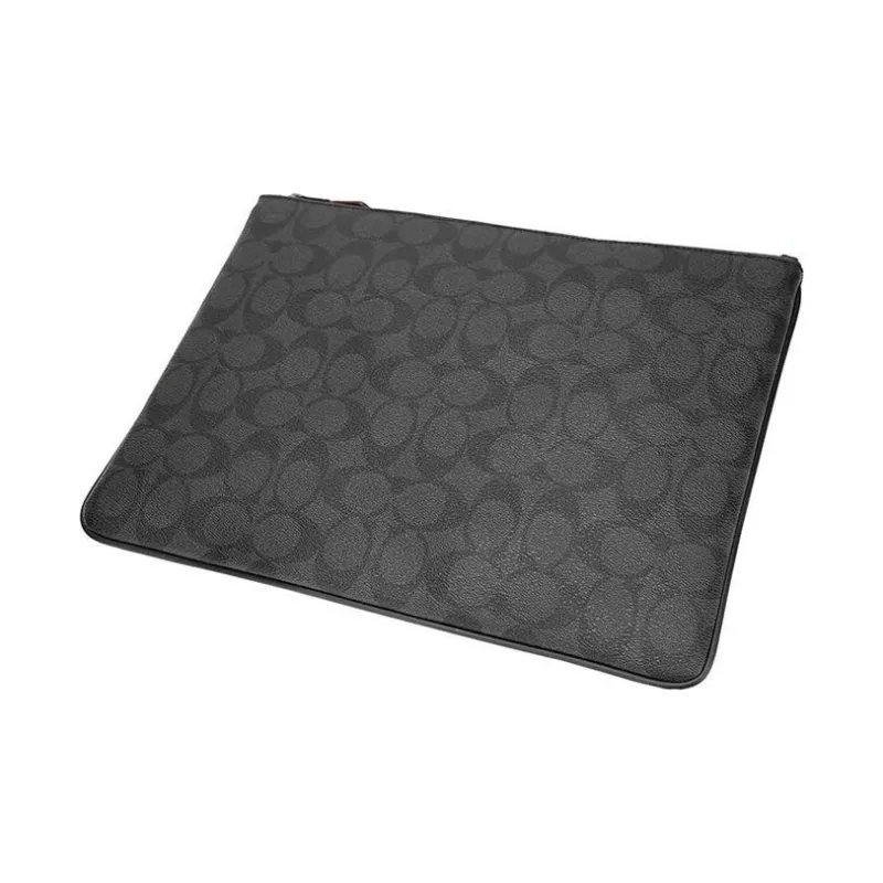 COACH Pouch Cow Leather Document Bag, Laptop Bag, Briefcase, Envelope Bag, Clutch Large Size Men's Black Gray Monogram-2