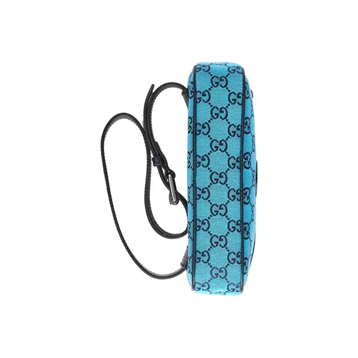 GUCCI GG Multicolor Canvas With Leather Canvas Bag Sling Bag Fanny Pack Unisex Blue/Dark Blue-6