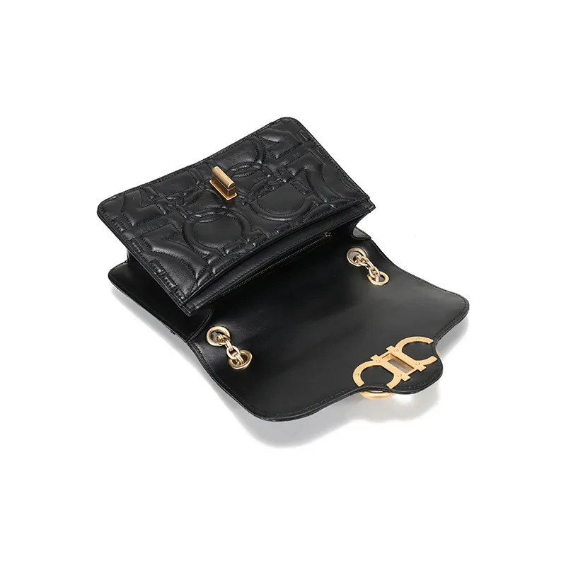 FERRAGAMO Cow Leather Shoulder Bag Women's Black-5