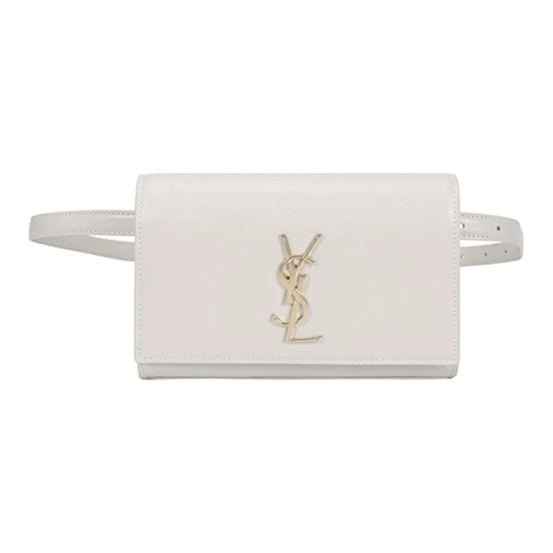SAINT LAURENT Kate Belt Bag Grain De Poudre Blanc Vintage-0