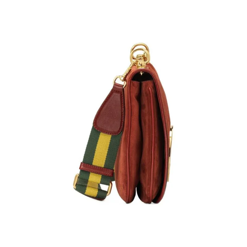 GUCCI Blondie Suede Handbag Shoulder Bag Medium Size Women's Deep Red-3