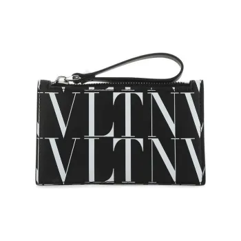 Valentino Cow Leather Card Holder Wallet Men's Black