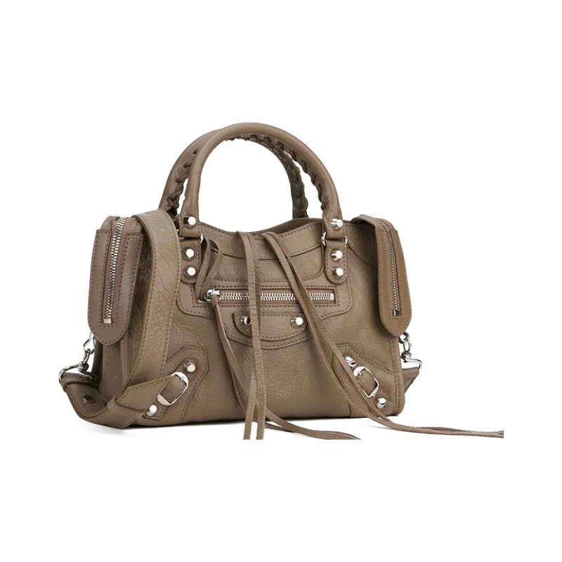 Balenciaga Balenciaga Luggage Collection Sheepskin Biker Bag Crossbody Shoulder Bag Mini Women's Brown-2