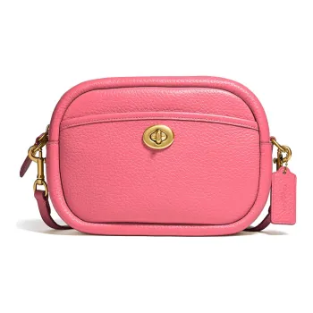 COACH Camera Leather Camera Bag Shoulder Bag Crossbody Bag Women's Candy Pink