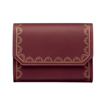 CARTIER GUIRLANDE Calfskin Handheld Wallet Card Holder Mini Women's Burgundy