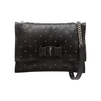 FERRAGAMO Viva Italian Cowhide Pillow Bag Shoulder Bag Crossbody Bag Small Size Women's Black