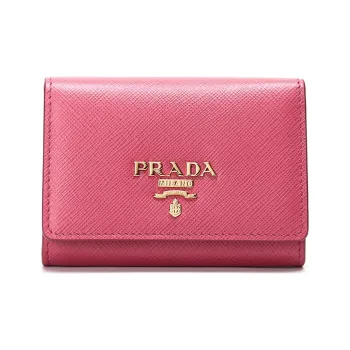 PRADA Cow Leather Wallet Women's Pink Peony