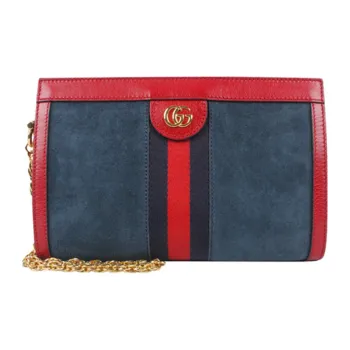 GUCCI Ophidia Patchwork Leather Crossbody Bag, Shoulder Bag Trumpets Women's Navy Blue & Red