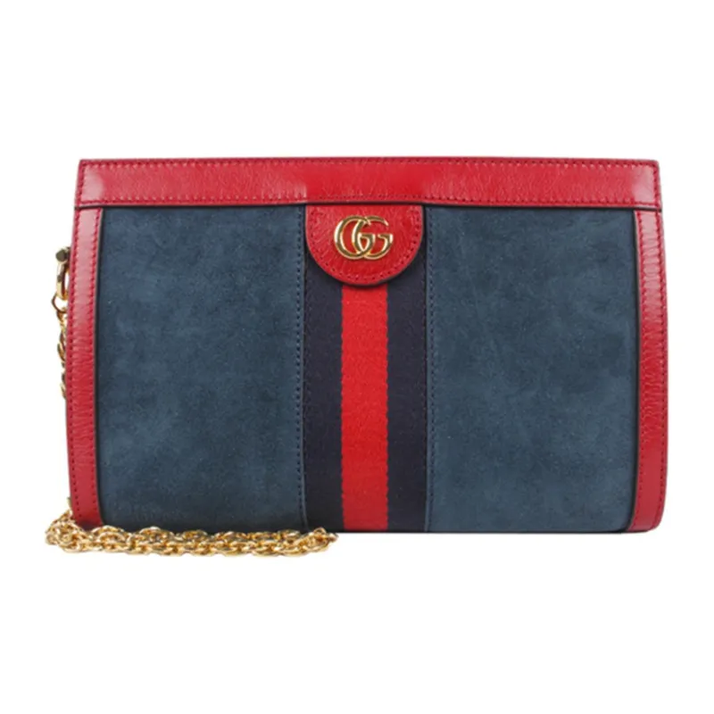 GUCCI Ophidia Patchwork Leather Crossbody Bag, Shoulder Bag Trumpets Women's Navy Blue & Red-0