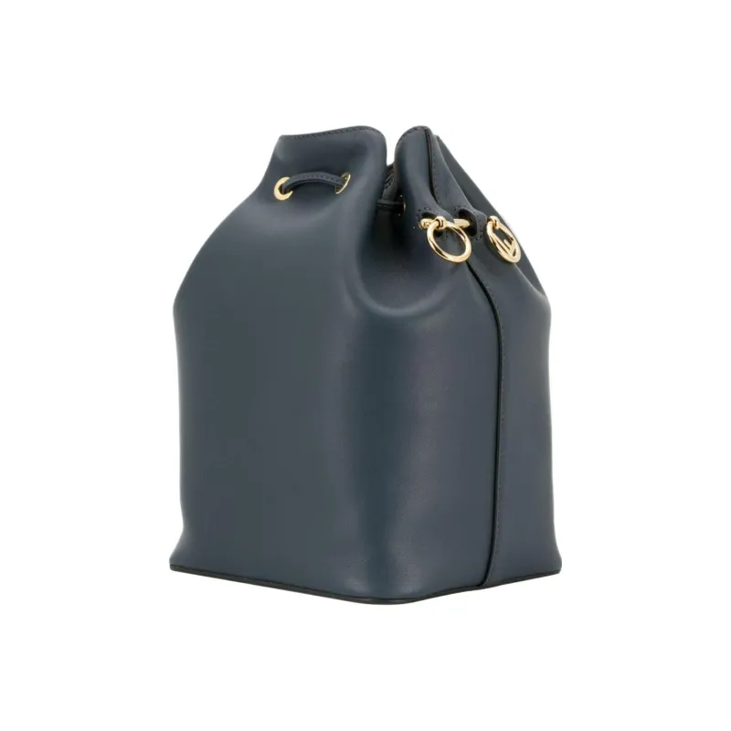 FENDI Calfskin Drawstring Bucket Bags Shoulder Bag Crossbody Bag Women's Blue Gray-1