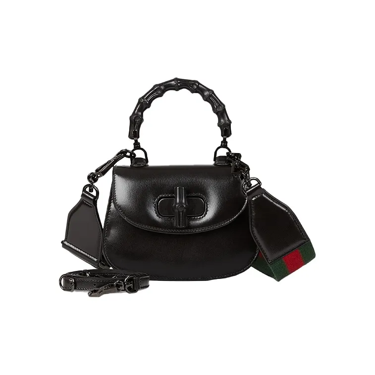 GUCCI Bamboo 1947 Leather Bamboo Bag Handbags Shoulder Bags Mini Women's Black-0