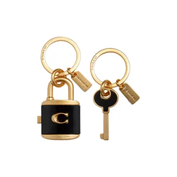 COACH Metal Charm Keychain Bag Accessory Bag Women's Black & Gold