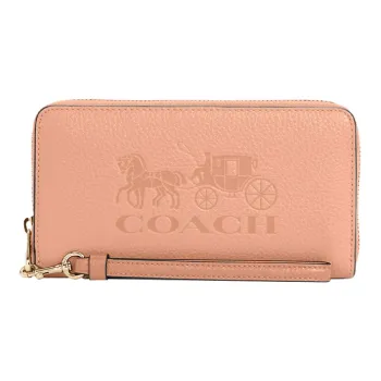 COACH Refined Pebble Leather Wallet Women's Orange Pink