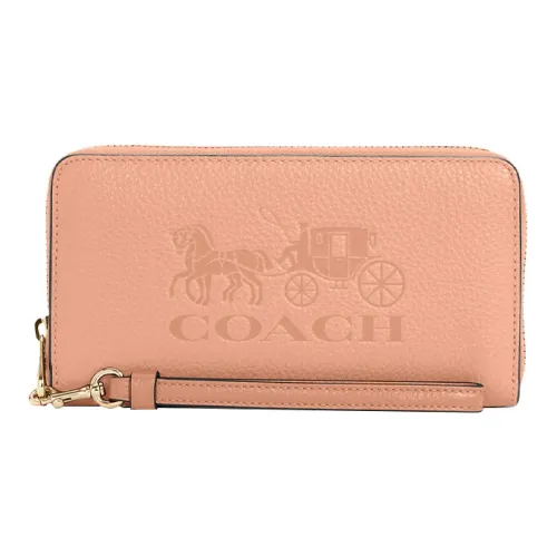 COACH Refined Pebble Leather Wallet Women's Orange Pink