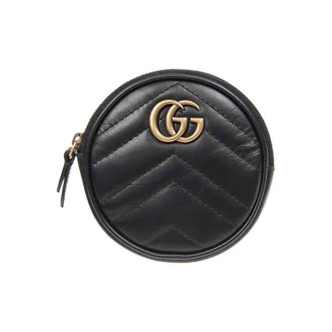 GUCCI Marmont Quilting Leather Coin Purse Women's Black-0