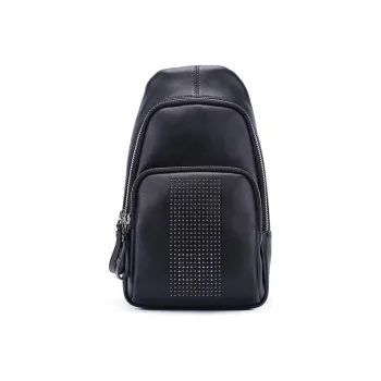 ELLE HOMME Cow Leather Crossbody Bags Sling Bags Regular Men's Black