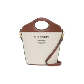 Burberry Canvas With Leather Canvas Bag Bucket Bags Portable Crossbody Bag Shoulder Bag Small Size Women's Natural/Tan