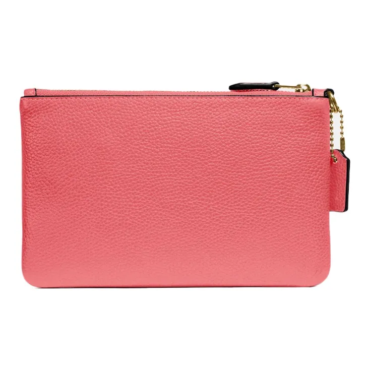 COACH Grain Leather Wrist Bag Pochette Clutch Trumpets Women's Candy Cherry Blossom Pink-1