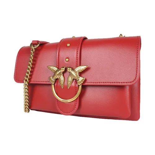 PINKO SIMPLY Leather Swift Bag Envelope Bag Shoulder Bag Crossbody Bag Small Size Women's Red