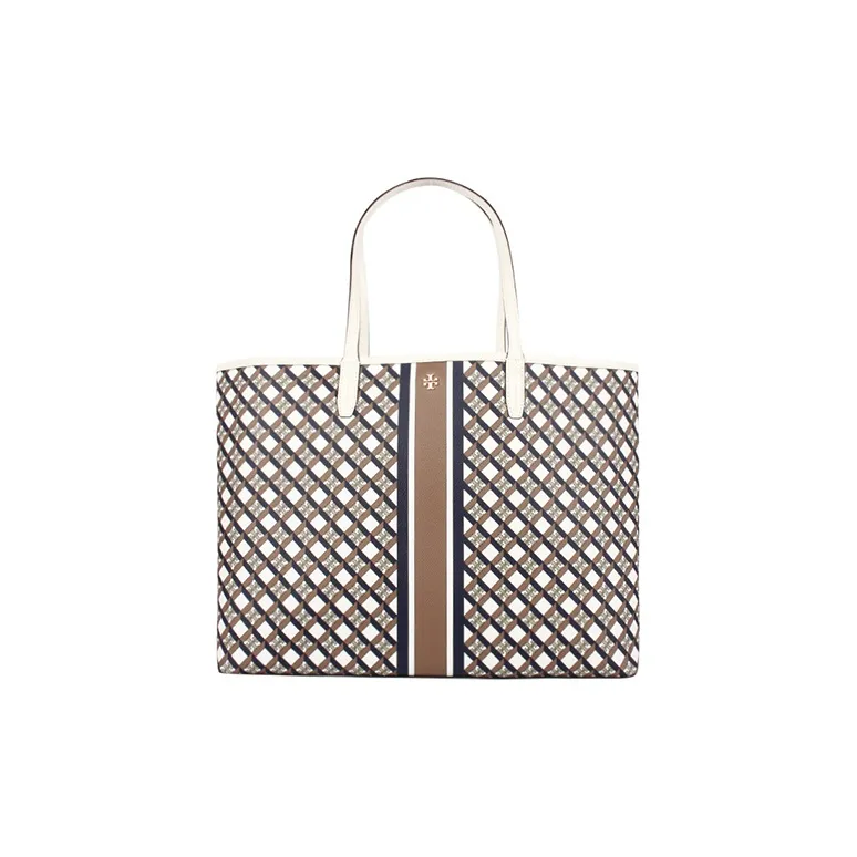 TORY BURCH Perry Coated Canvas Tote Bag Shopping Bag Shoulder Bag Handbag Regular Women's Brown Multicolor-0