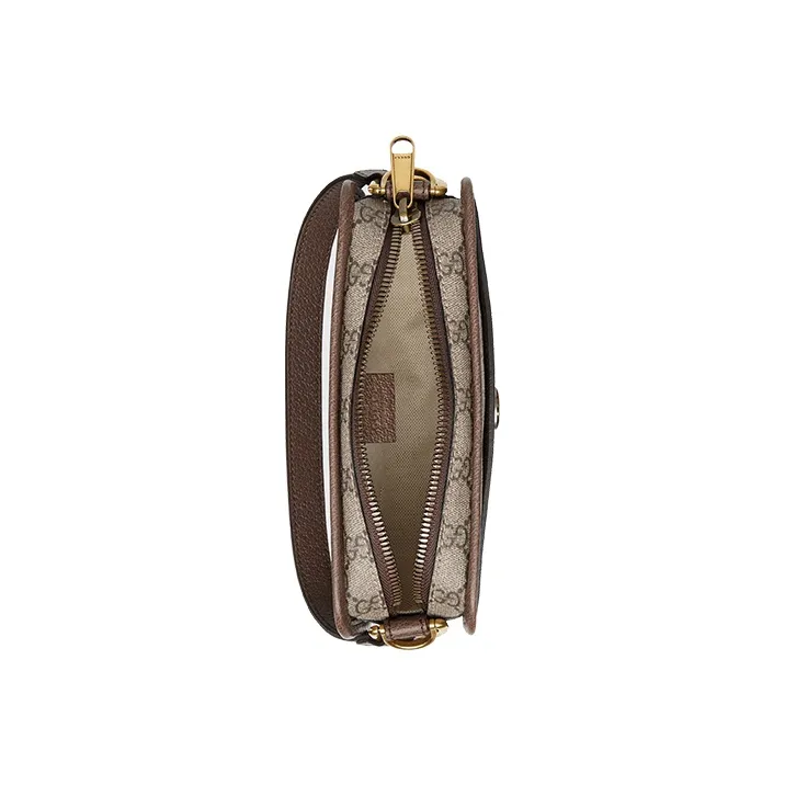 GUCCI Ophidia Canvas With Leather Portable Crossbody Bag Shoulder Bag Small Size Women's Ebony/Brown-3