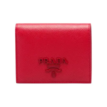 PRADA Saffiano Leather Wallet Small Size Women's Red