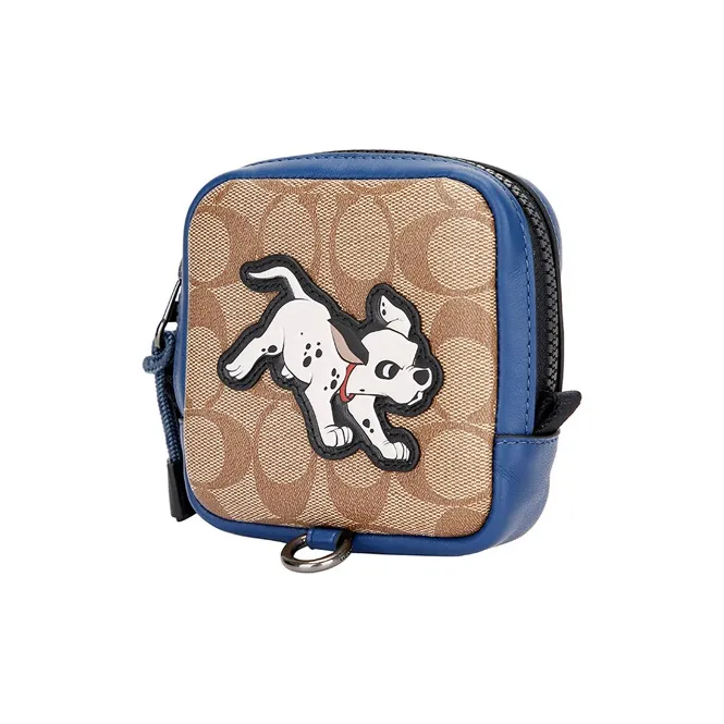 COACH Disney Collaboration Pouch Coated Canvas With Leather Clutch Card Holder Coin Purse Mini Men's Navy Admiral Blue-1