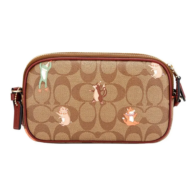 COACH Jes Artificial Leather Shoulder Bag, Crossbody Bag Small Size Women's Khaki-3
