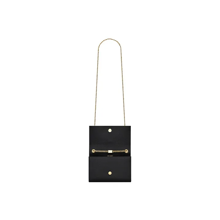 SAINT LAURENT KATE Grained Embossed Leather Tassel Bag Chain Shoulder Bag Crossbody Bag Small Size Women's Black-5
