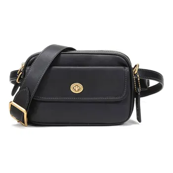 COACH Convertible Waist Pack Leather Crossbody Bag, Shoulder Bag Small Size Women's Black