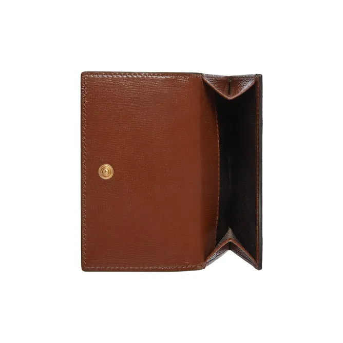 GUCCI Jackie 1961 Canvas With Leather Clutch Wallet, Card Holder Trumpets Women's Beige Brown Multicolor-3
