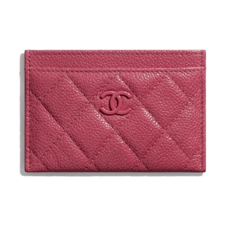 CHANEL Cow Leather Card Holder Card Holder Women's Dark Pink-0