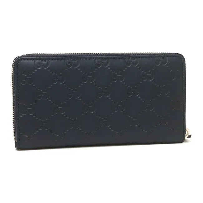 GUCCI Cow Leather Wallet Men's Dark Blue-1