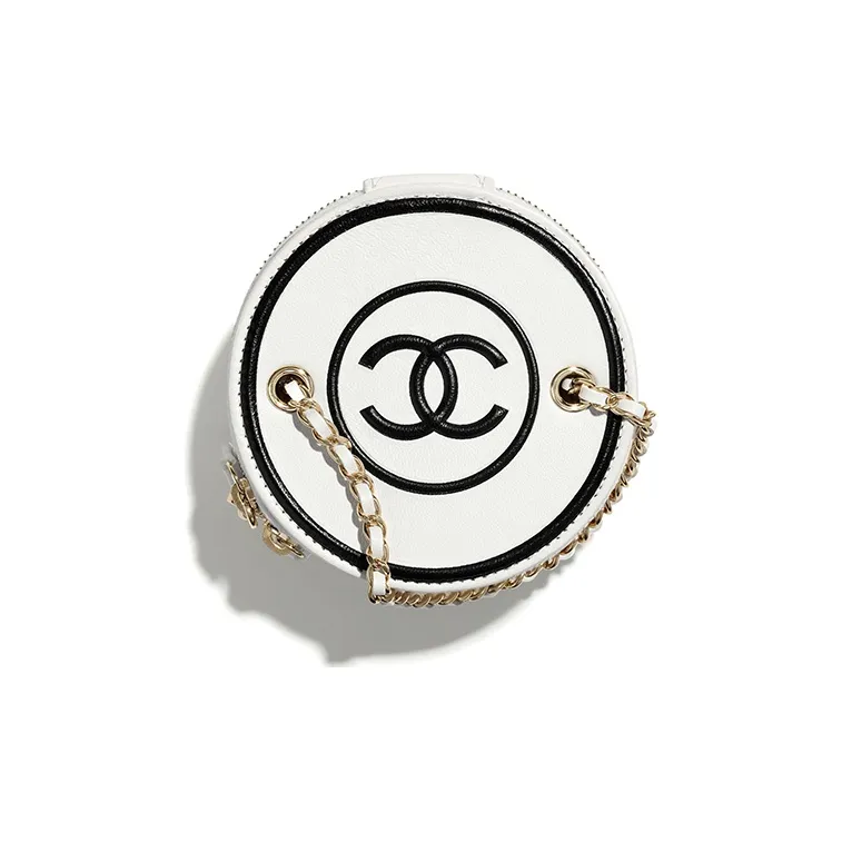 CHANEL Lambskin Cylinder Bag, One Shoulder Handbag Women's White-3