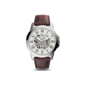 FOSSIL Wrist Watch Mechanical Movement Genuine Leather Strap 44mm White Dial Men's Watches ME3099