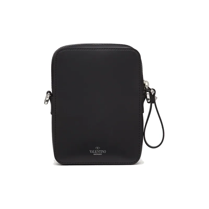 Valentino Calfskin Messenger Bag Shoulder Bag Crossbody Bag Small Size Men's Black-2