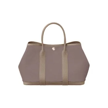 HERMES Garden Canvas With Leather Canvas Bag Handbags Women's Etoupe/Beige De Weimar Elephant Gray/Weimar Dog Beige