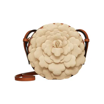 Valentino Atelier Leather With Raffia Shoulder Bag, Crossbody Bag Women's 03 Rose Edition/Beige