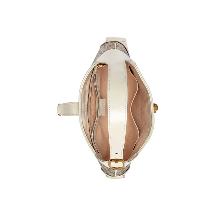 GUCCI Jackie 1961 Canvas With Leather Trim Crescent Shoulder Bag Shoulder Bag Women's White Brown Multicolor-5