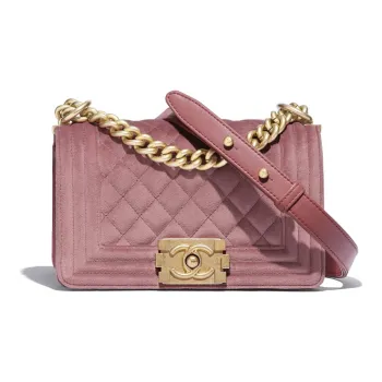 CHANEL Leboy Velour Chain Bag, Crossbody Bag, Shoulder Bag Trumpets Women's Pink
